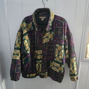 Robert Stock Silk Jacket Size Large – Vintage Baroque Abstract Print